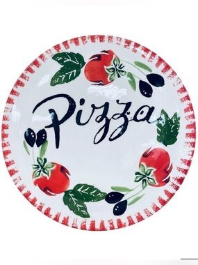 NWT la tavola Hand Painted 13” Italian Ceramic Pizza Serving Platter Pizza Tray